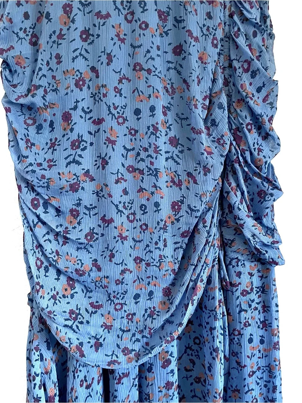 Cleobella Cecilia Floral Chiffon Tiered Midi Ankle Dress in Blue Floral M EUC